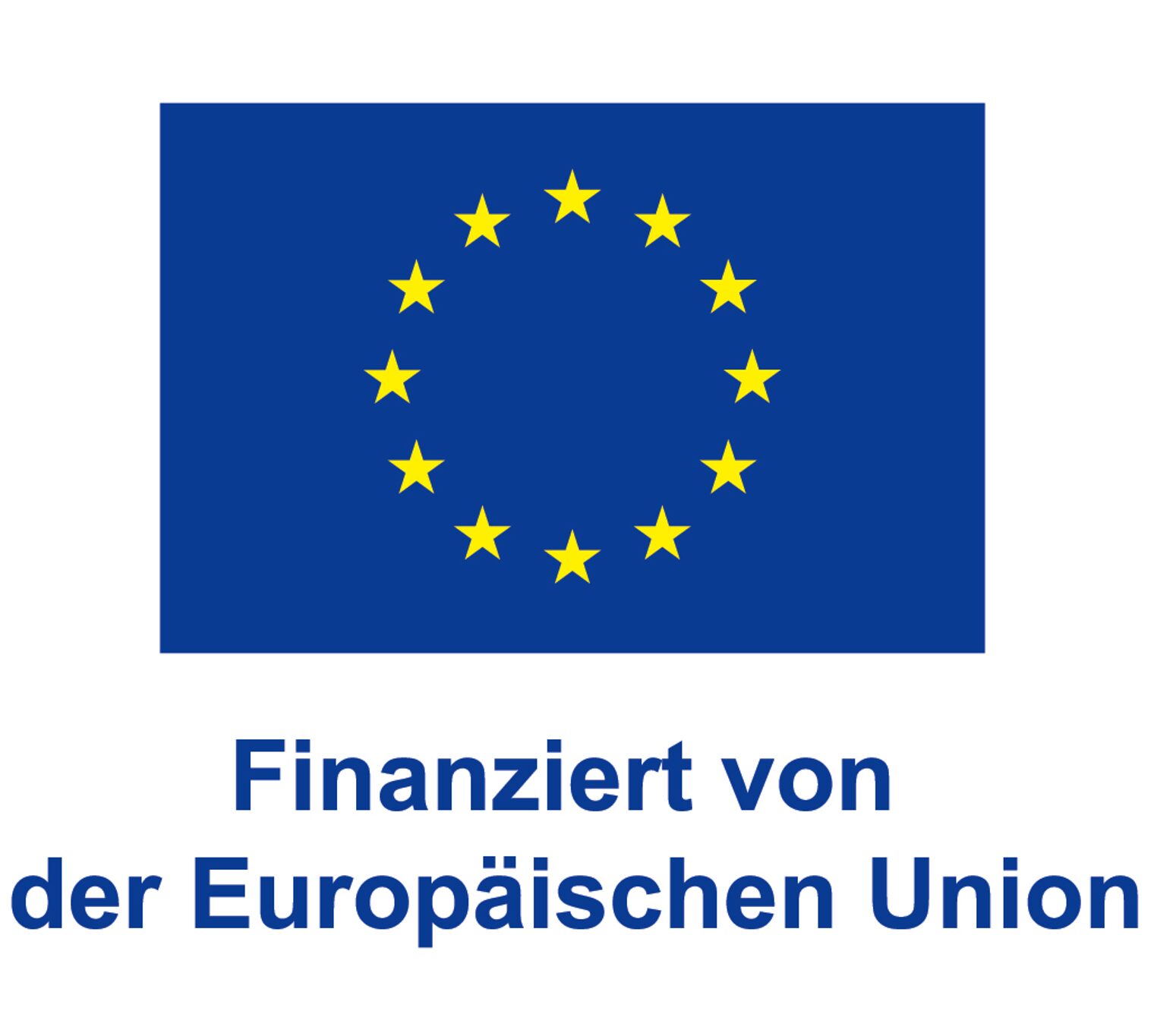 Flagge der Europäischen Union mit dem Schriftzug Finanziert von der Europäischen Union