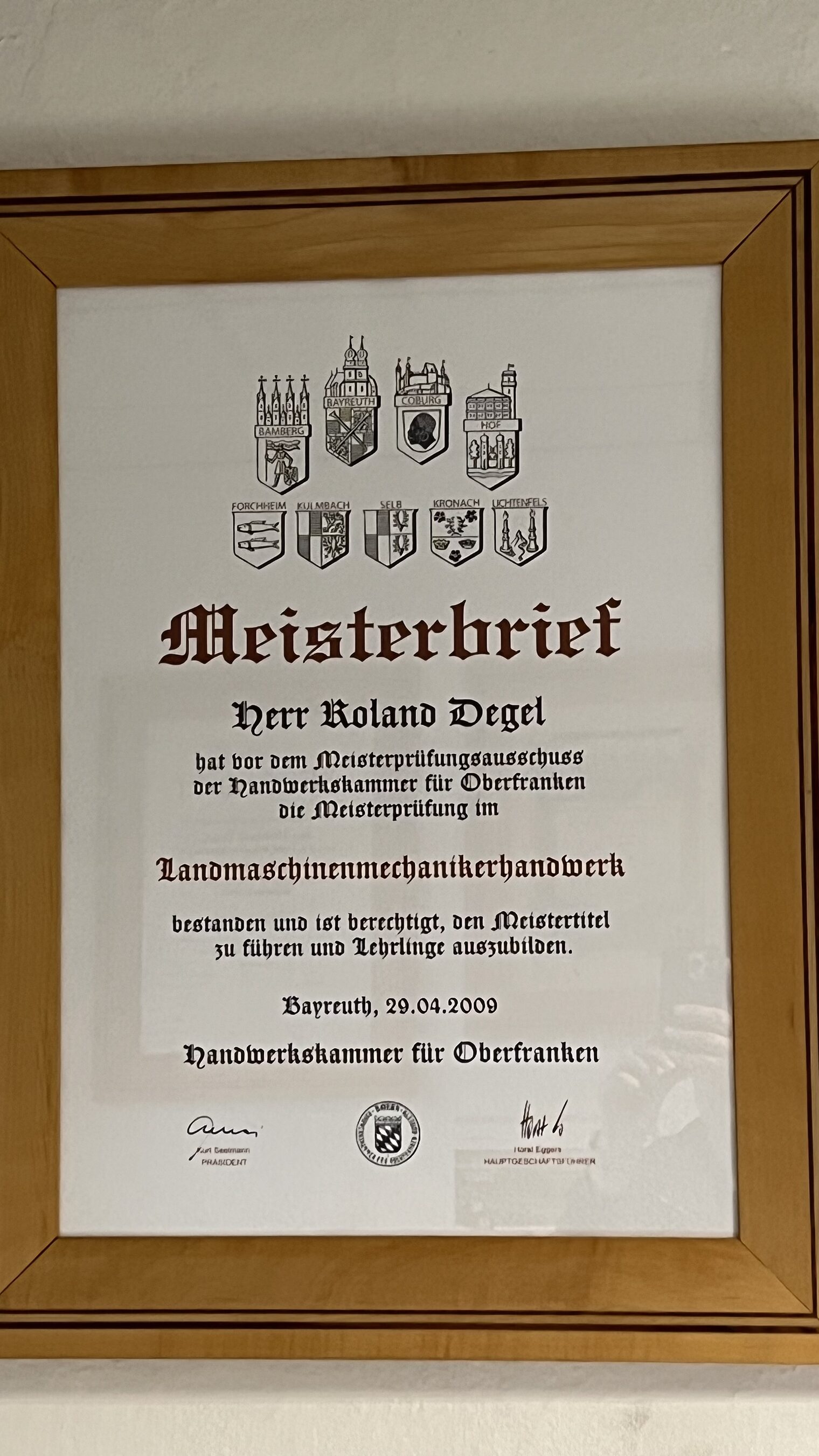 Degel Roland Meisterbrief