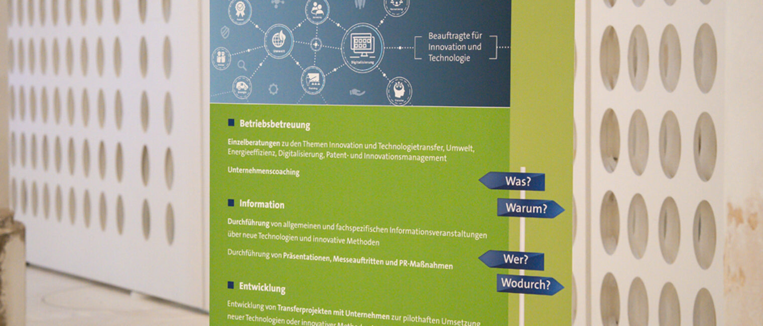 Aufsteller der Handwerkskammer für Oberfranken zum Thema Wissens- und Technologietransfer für das Handwerk