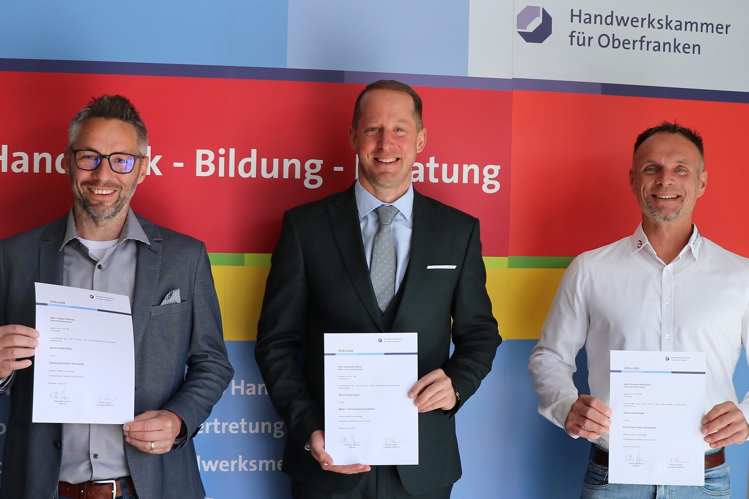 Gruppenbild der drei neuen Sachverständigen Tobias Kerstan, Andreas Böhm und Konrad Hoffmann