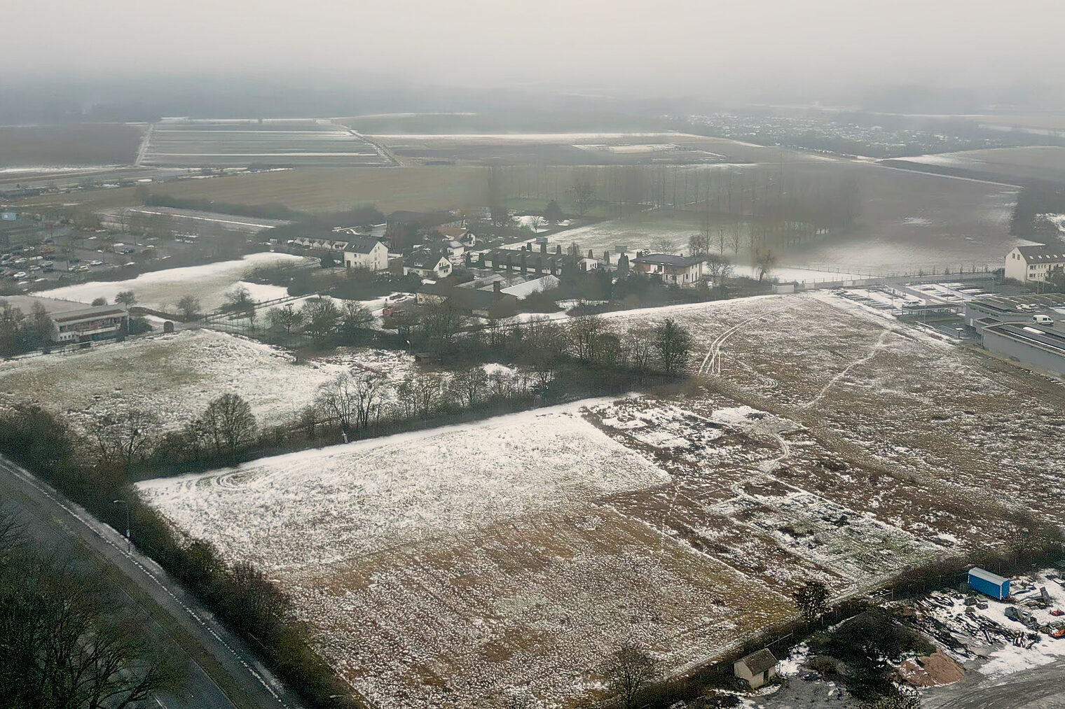 Luftaufnahme des Grundstücks in Bamberg, auf dem der Neubau des Bildungszentrums entstehen soll.