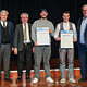 HWK-Präsident Matthias Graßmann, HWK-Vorstand Wolfgang Amon, Kammersieger Max Sloot und Jakob Distler, HWK-Präsident Reinhard Bauer