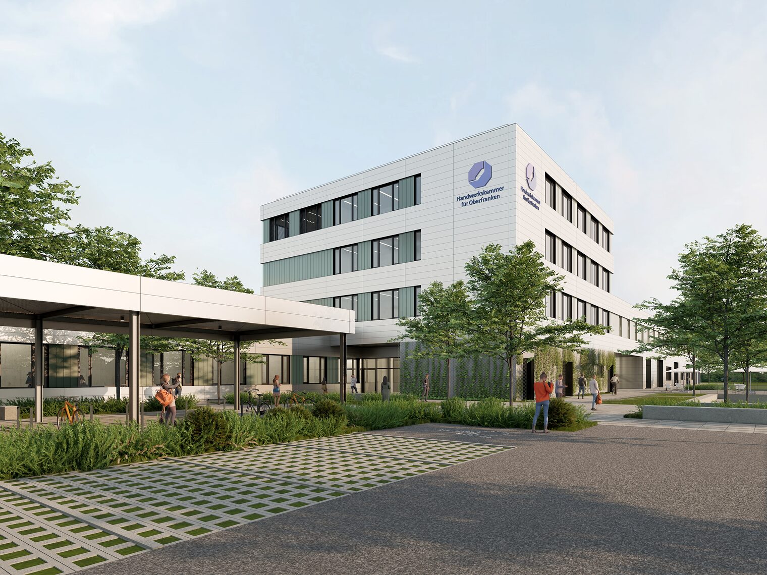 Außenansicht des geplanten Gebäudes des Neubaus des Bildungszentrums Bamberg 