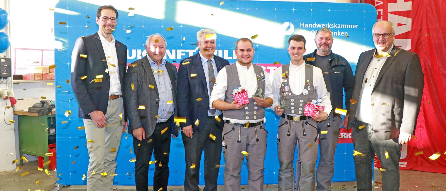 Gruppenbild von Dr. Rainer-Johannes Wolf, Otto Siebenhaar, Matthias Graßmann, Tim Arnold, Jakob Distler, Frank Heinisch, Reinhard Bauer